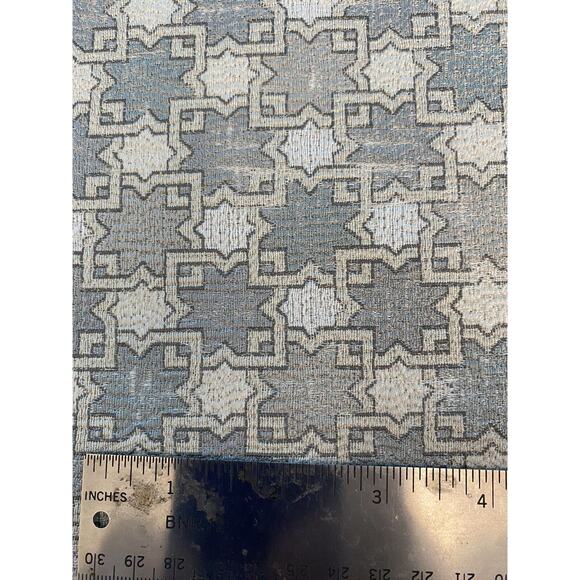 Silver Gray White Heavywt Metallic Sheen Upholstery Octagram Fabric 2yds 54"w - Picture 1 of 5